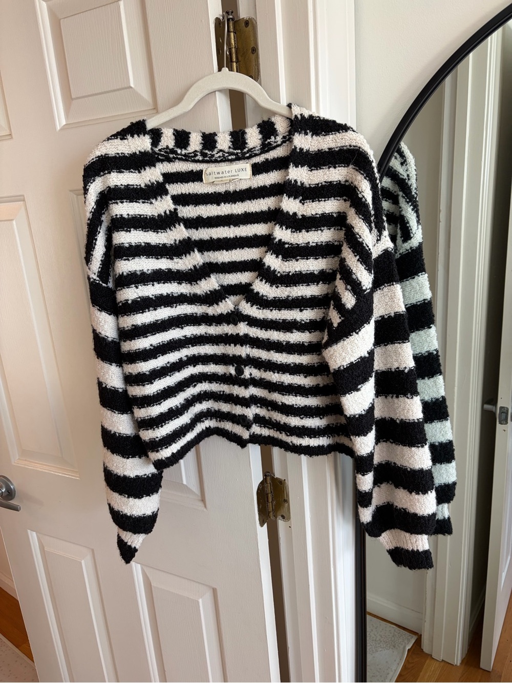 Saltwater Luxe Black & White Striped Women's Sweater